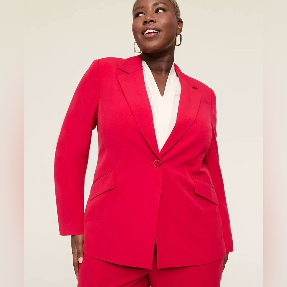 Lane Bryant Perfect Drape One Button Red Blazer
(B4)